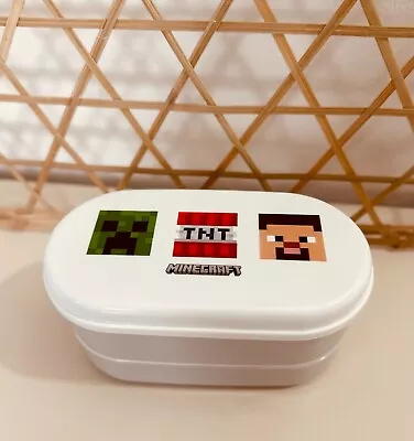 Buy Minecraft Kids Bento Stacked Lunch Box Lunchbox Snack Bag Cutlery School Merch • 6£