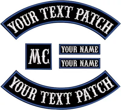 Buy Custom Embroidered Top Rocker Name Tag Motorcycle Biker MC Rocker Patch 5Pcs Set • 25.19£