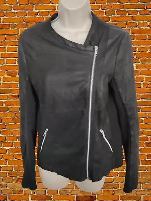 Buy Womens Warehouse Black Supple Leather Biker Jacket Coat Size Uk 10 Collarless  • 14.99£