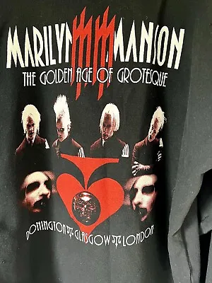 Buy Marilyn Manson Vintage Hoodie Golden Age Of Grotesque By Gold Medal 2003 Black M • 32.69£