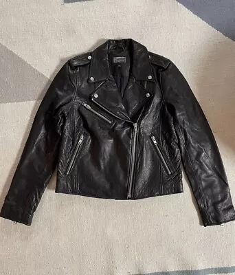 Buy CURRENT ELLIOTT The Roadside Leather Jacket Biker Moto Jacket Size 3/L • 236.25£