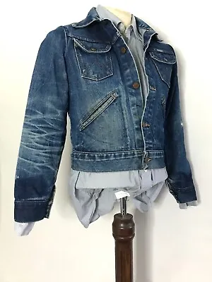 Buy Vintage WRANGLER 124MJ Denim Jacket SMALL 34 Chest Short Crop, Blue 100% Cotton • 15.99£