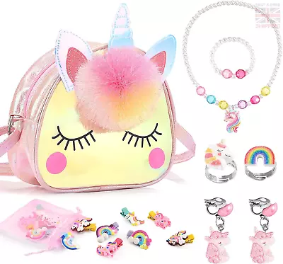 Buy Unicorn Gifts For Girls Age 3-8，Kids Jewellery Sets Unicorn Toys 4 5 6 Year O • 13.27£