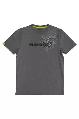 Buy Matrix Hex Print T-Shirt Grey Marl Carp Fishing Clothing All Sizes • 19.94£