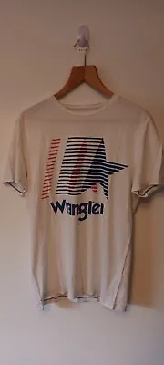 Buy Wrangler Logo White Graphic T Shirt Texas Size Medium Cotton Colorful Round Neck • 10£