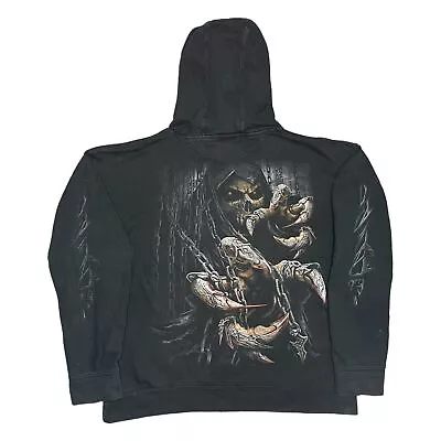 Buy Spiral Gothic Skull Grunge Emo Black Hoodie, Size XXL • 24£