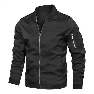 Buy Men's Bomber Zipper Jacket Male Casual Streetwear Hip Hop Slim Baseball Coat • 28.71£