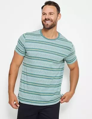 Buy Mens Summer Tops - Green Tshirt / Tee - Cotton - Striped - Smart Casual | RIVERS • 13.99£