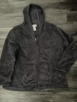 Buy Stan Herman Hoodie Women XXL Gray Soft Plush Fleece Full Zip Pockets Jacket • 17£