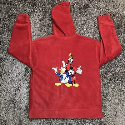 Buy Vintage Disney Mickey Goofy Donald Duck Fleece Hoodie Embroidered Women Medium • 23.48£