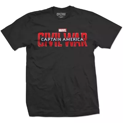 Buy Captain America Civil War Logo Mens Black T Shirt Avengers Marvel Comics Iron Ma • 9.95£