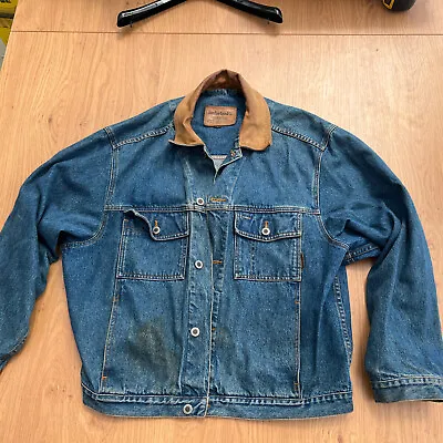 Buy Vintage 90s Timberland Denim Jacket With Leather Collar - Size L • 55£