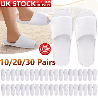 Buy 20 30 Pairs Disposable Towelling Hotel Slippers Terry Non Slip Guest Open Toe • 7.99£