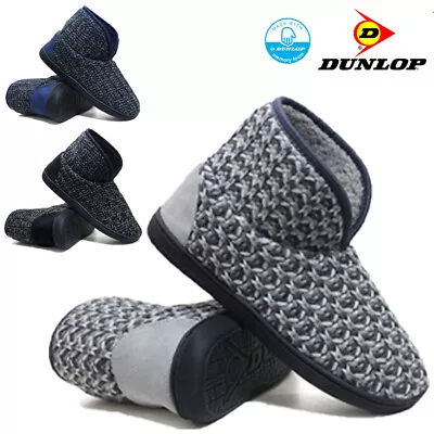 Buy Mens Dunlop Memory Foam Slippers Boots Ankle Fleece Fur Warm Lined Knitted Shoes • 14.95£
