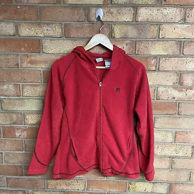 Buy Womens Red Fila Teddy Fleece Hoodie Size Medium • 10.95£