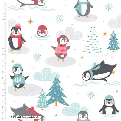 Buy 100% Cotton Fabric Christmas Polar Pals Penguin Island • 6£