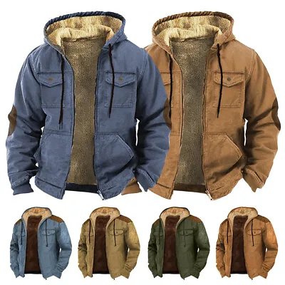Buy Mens Fleece Fur Thick Hooded Jacket Coat Zip Warm Hoodie Sweatshirt S-4XL SIZES, • 37.20£