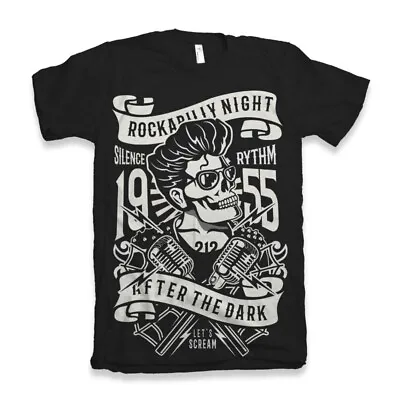 Buy Rockabilly T Shirt Night Rock N Roll Mens Music Dead Crew Neck Vintage Retro  • 13.99£
