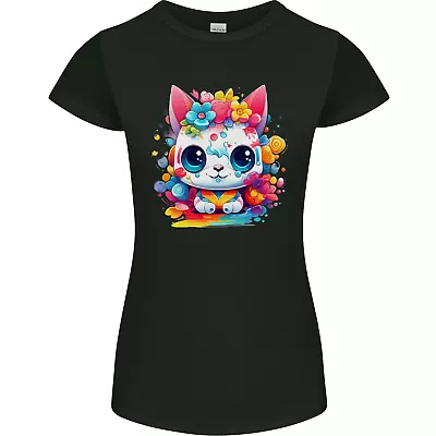Buy Cute Kawaii Cat Womens Petite Cut T-Shirt • 8.75£