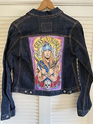 Buy Guns N’ Roses Hand Painted Denim Jacket Women’s Size Medium  • 174.82£