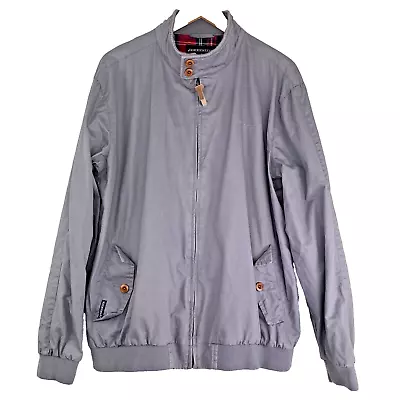 Buy Lambretta Mens Grey Harrington Style Jacket Red Check Interior Size Large • 26.99£