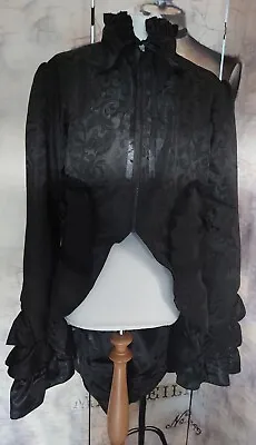 Buy 16 2xl Burleska Black Brocade Gothic Steampunk Pirate Ruffle Bustle Jacket Vgc • 49.99£
