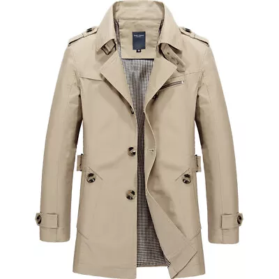 Buy Mens Long Jacket Coat Tops Overcoat Trench Spring Warm Formal Outwear Casual • 20.88£