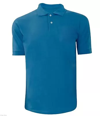 Buy Mens Polo Shirts Plain T Shirt Cotton Short Sleeves Regular Fit Solid Colour • 6.49£