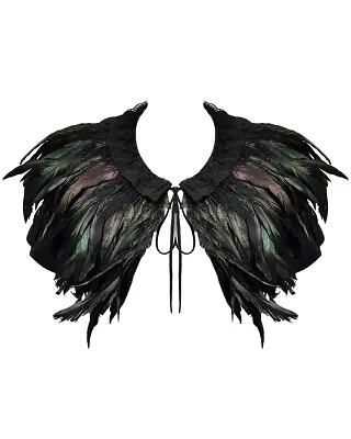 Buy Devil Fashion Black Gothic Crow Feather Shoulder Cloak Shrug Cape Top Steampunk • 49.99£