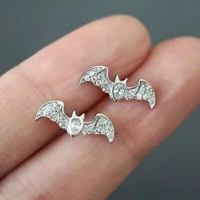 Buy 1.50Ct Round Cut Real Moissanite DC Batman Stud Earrings 14K White Gold Plated • 80.29£