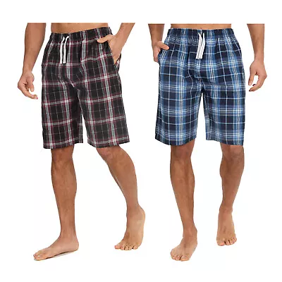 Buy Mens Pyjamas Shorts Bottom Checked Loungewear Nightwear Pjs 2 Pack S To XXXXXL • 13.99£