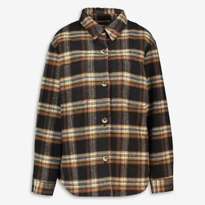 Buy Scotch & Soda Brown Plaid Checkered Shirt Jacket Button Down Shacket Flannel M • 91.47£