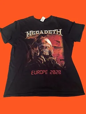 Buy Gildan Megadeth Europe 2020 Tour T-Shirt Black Size Large Cotton • 25£