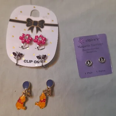 Buy Jewellery Bundle, Clip On Earrings, Disney Winnie The Pooh, Flowers, Butterfly • 12.50£