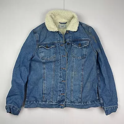Buy New Look Denim Jacket Blue 12 Womens 100% Cotton Sherpa Lined Fleece • 16.09£