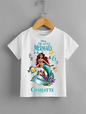 Buy PERSONALISED Little Mermaid Birthday T Shirt Kids Girls Fun Tee T-Shirt Top • 12.99£