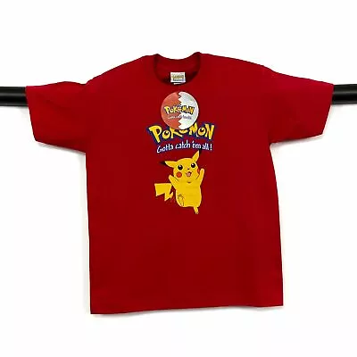 Buy Deadstock Nintendo POKEMON (1999) “Gotta Catch ‘Em All!” Pikachu T-Shirt Youth M • 54.99£