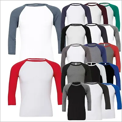 Buy Unisex Triblend ¾ Sleeve Baseball T Shirt Contrast Raglan Slim Fit Tee Shirt TOP • 9.98£