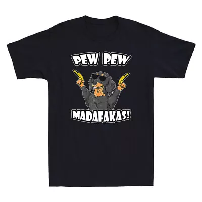 Buy Dachshund Banana Pew Pew Madafakas Funny Dog Gangster Meme Novelty Men's T-Shirt • 15.99£