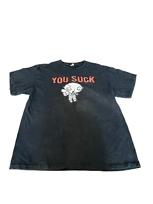 Buy Vintage Family Guy Men’s T-shirt Size XL Black Short Sleeve Stewie You Suck Y2K • 11.03£