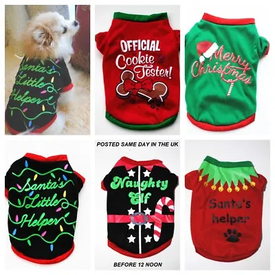 Buy TOY TINY BREAD Pet Puppy Dog Christmas T-shirt Jumper Jacket Elf Santa Outfit • 4.74£