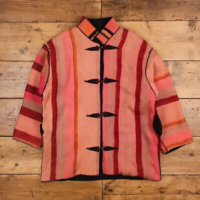 Buy Vintage Wool Jacket XL 90s Boho Handmade Oversized Pink Button • 31.49£