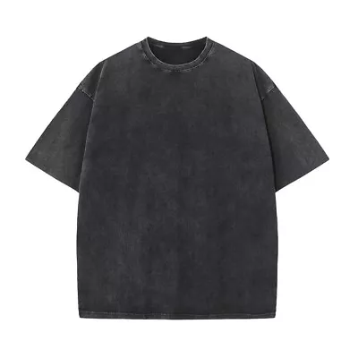 Buy Men's Tee Acid Summer Top Washed Pullover Oversize T Shirt Casual Blouse Tops • 17.05£