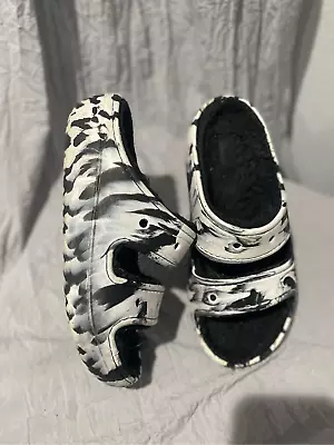 Buy Crocs Slip In Sandals Slippers Fur Lined Cool Black And White Colors Double Stra • 38.61£