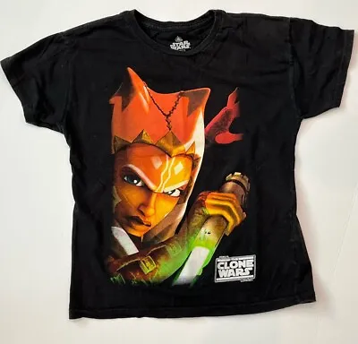 Buy Disney Parks Boy's Black The Clone Wars Ashoka Tano Star Wars T-Shirt Size L • 9.64£