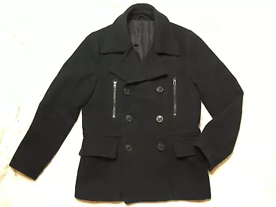 Buy Esprit California Men Black Wool Blend Pea Sailor Coat Size S - 38-40 Inch Chest • 15£