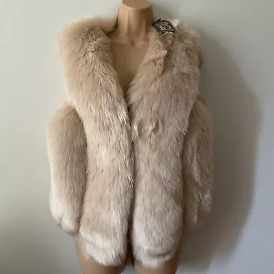 Buy Funky Queen Womens Faux Fur Gilet Jacket Beige Mix Lined Sleeveless Ladies Sz M • 24.99£