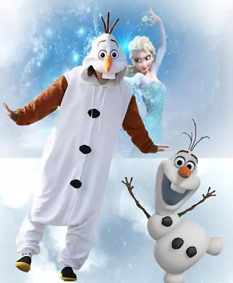 Buy 2023 Adult Snowman Cosplay Costume Olaf Frozen Kigurumi Pajamas Bodysuit Pyjamas • 19.14£