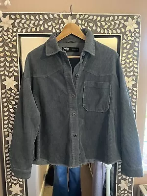Buy Ladies Zara Blue Corduroy Cotton Jacket Pockets Size M  • 15£