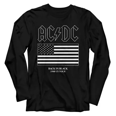 Buy ACDC Back In Black 1980 US Tour Men's Long Sleeve T Shirt Official Music Merch • 44.78£